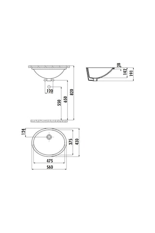 Creavit Tp214 Tezgah Altı Oval Lavabo 37 x 47 CM Beyaz