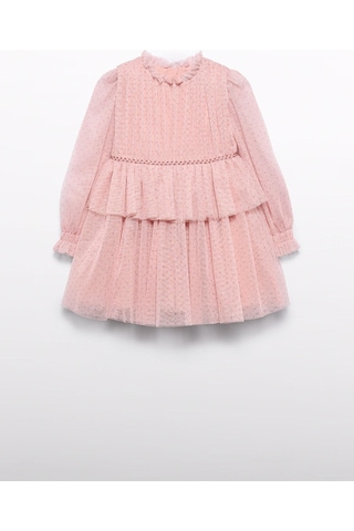 Mayoral Abel&lula Kız Çocuk Uzun Kol Tüllü Elbise Pembe