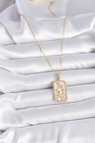 316l Çelik Gold Renk Zincir Oğlak Burcu Zirkon Taşlı Kadın Kolye Tj-bko9459 Altın - Çok Renkli