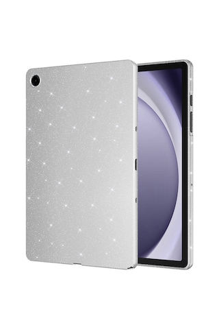 Samsung Galaxy Tab S10 Lite / S10 Fe / S9 Fe 10.9 Uyumlu Simli Parlak Koton Tablet Kılıf Standlı Koruyucu Kapak Gümüş