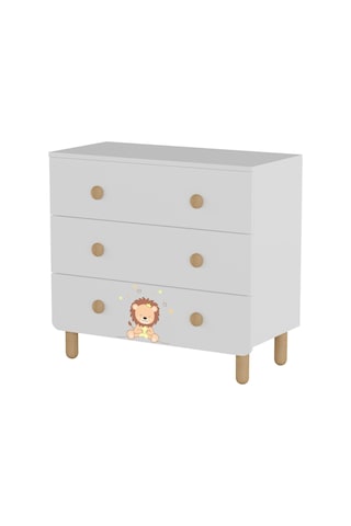 Meltem Kids Sweet Lion Bebek Ve Çocuk Odası Üç Çekmeceli Şifonyer Beyaz
