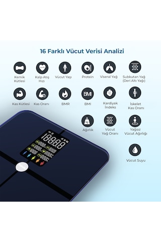 Fabcio Fitsmart Plus Bloetooth Çok Fonksiyonlu Yağ Ölçer Akıllı Tartı