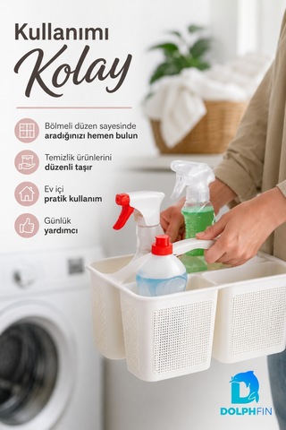 Jute Bölmeli Deterjanlık Organizer Mutfak Banyo Lavabo Altı Temizlik Malzemesi Düzenleyici beyaz