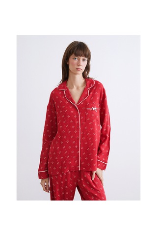 Lcw Dream Kırmızı Gömlek Yaka Kadın Pijama Takımı