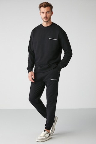 Marshall Erkek Pamuklu Içi Polarlı Nakışlı Relaxed Siyah Eşofman Takımı