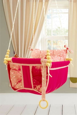 Bundera Wag Swing Pembe Çocuk Ahşap Salıncak Bebek Hamak