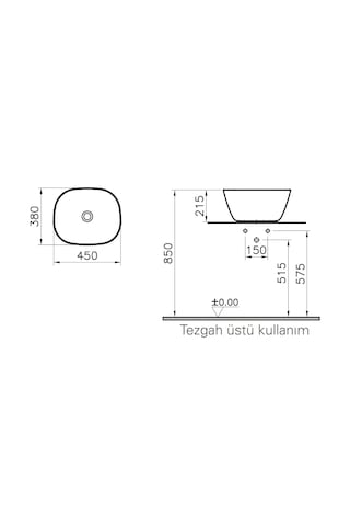 VitrA Plural Yüksek Çanak Lavabo 45 CM Mat Kil Beji 7811B474-0016