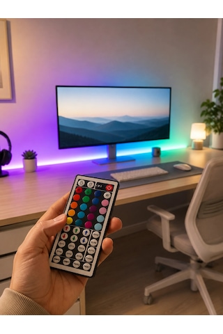 5 Metre Rgb Şerit Led 5050 Smd Uzaktan Kumandalı Renkli Dekoratif Led Aydınlatma Seti