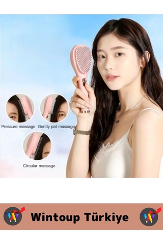 Premium Yüksek Kaliteli Basınçlı Masaj Etkili Esnek Yumuşak Uçlu Otomatik Tuşlu Saç Temizleme Tarağı
