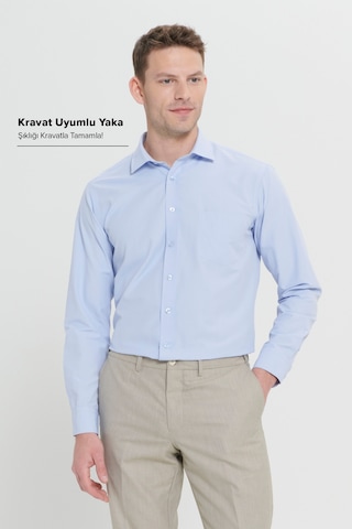 AC&Co / Altınyıldız Classics Erkek ACIK MAVI Ütülemesi Kolay Comfort Fit Geniş Kesim Klasik Yaka Gömlek Açık Mavi
