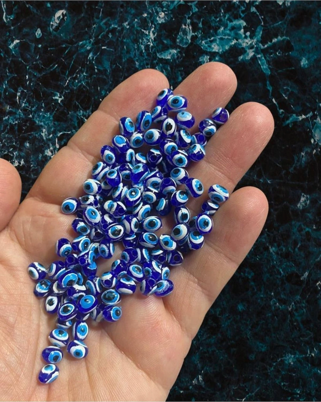 100 Adet Mini Arpa Boy Takı Boncuğu - Saç Boncuğu - Nazar Boncuğu - Danagöz