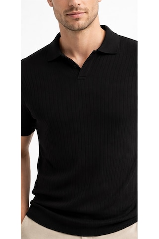 Cazador Erkek Polo Yaka Desenli Triko T-shirt 34215 Siyah Siyah