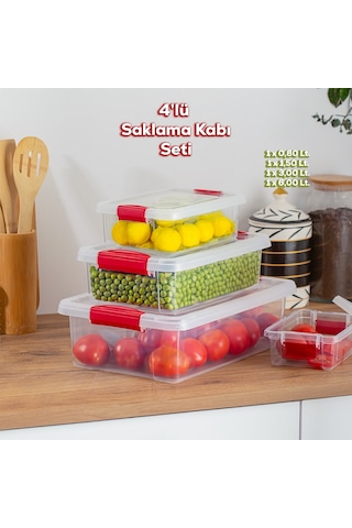 Porsima Org-466 Fresh 4 Lü Çok Amaçlı Kapaklı Saklama Kabı Seti