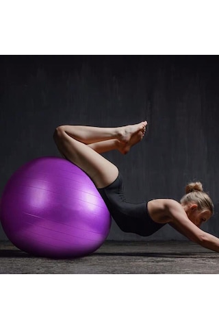 Büyük Boy Pilates Topu 65 CM Plates Topu + Pompa Mavi