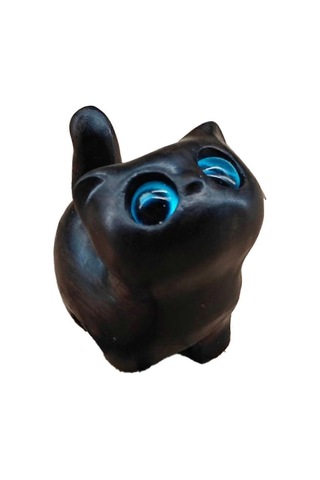 Büyüleyici Ahşap Yavru Kedi Heykelciği - El Yapımı Kedi Dekoru Siyah