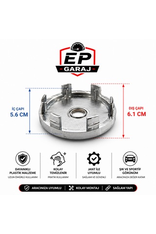 S Logolu Jant Göbeği 4 Lü Set 56 Mm