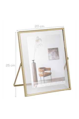 Porsima Dhz90103 Altın Metal Modern Dekoratif Cam Fotoğraf Çerçevesi Masa Duvar Fotoğraf Çerçevesi 20x25cm