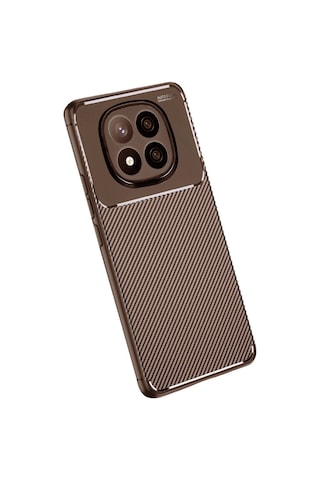Xiaomi Poco M8 Pro 5g Uyumlu Kılıf Karbon Tasarım Kamera Korumalı Silikon Telefon Kılıfı Kapak Kahverengi
