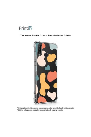 Huawei Mate 20 Lite Uyumlu Köşe Korumalı Antişok Kapak Geometrik Şekiller Tasarımlı Şeffaf Kılıf