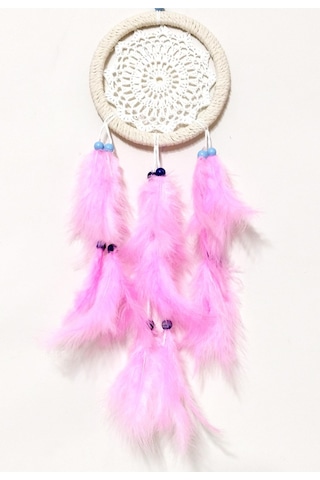 Pembe Kuş Tüylü Dream Catcher El Yapımı Rüya Kapanı Duvar Süsü
