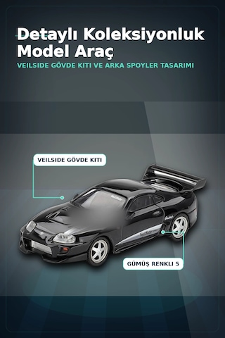 Siyah Veilside Combat V-ıı 1/64 Diecast Toyota Supra Model Araba Tekli Koleksiyon Bx-313386