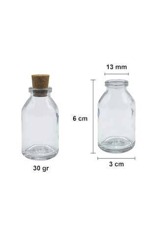 Afracam Şeffaf 25 Ml / 25 Cc Mantar Tıpalı Boş Cam Şişe 115 Adet