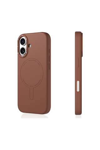 Apple Uyumlu iPhone 17 Kılıf M-safe Şarj Özellikli Youngkit Morandi Serisi Kapak Kahverengi Kahverengi