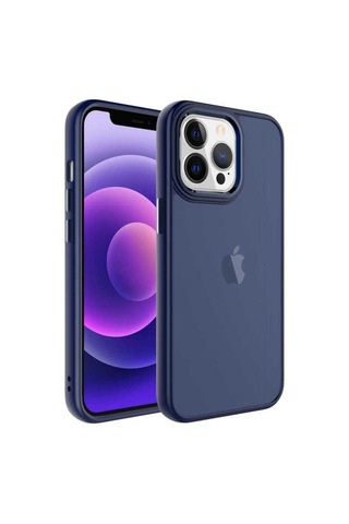 Apple Uyumlu iPhone 13 Pro Max Kılıf Buzlu Sert Pc Zore May Kapak Lacivert