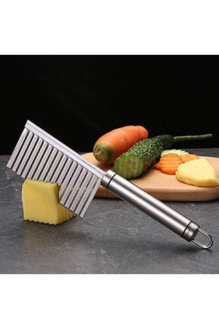 Patates Ve Havuç İçin Asılı Delikli Dalga Şekilli Doğrayıcı Paslanmaz Çelik Kırışık Sebze Kesici Diğer