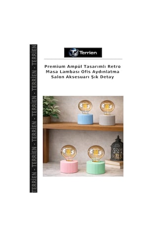 Premium Ampül Tasarımlı Retro Masa Lambası Ofis Aydınlatma Salon Aksesuarı Şık Detay Çok Renkli