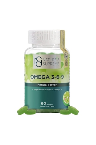 Natures Supreme Vegan Omega 3-6-9 60 Çiğnenebilir Form Yeşil Limo