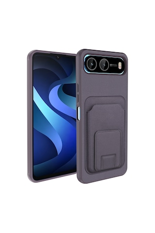 Maks Technology İnfinix Hot 60i 5g Kılıf Kartlıklı Tpu Mkst Bikart Kapak - Gri