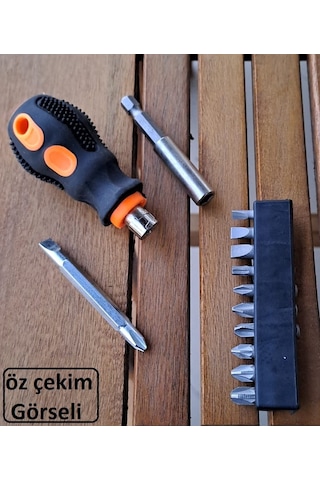 Tombul Kısa Tornavida Seti 13 Parçalı Bits Uzatma Seti 14 Hex