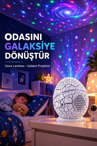 Dinozor Yumurtası Galaksi Projektör Gece Lambası 4'ü 1 Arada Bluetooth Hoparlörlü Çok Renkli 73502937