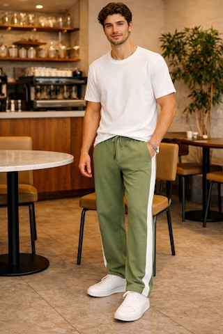 Tarz Cool Erkek Haki Şeritli Eşofman Altı Bağcıklı Baggy Rahat Kesim Günlük Spor Pantolon Haki