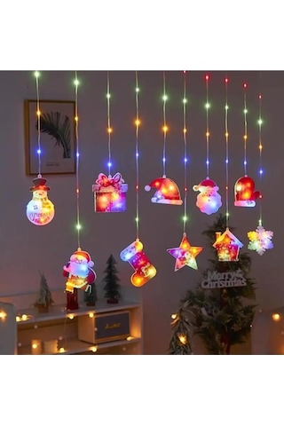 Rgb Noel Figürlü Yılbaşı Parti Dekorasyon Işıklandırmaları, Saçak Perde Led Işık, Noel Süsleri Çok Renkli