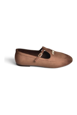 Fox Shoes Z820770502 Kahverengi Süet T-bantlı Mary Jane Babet