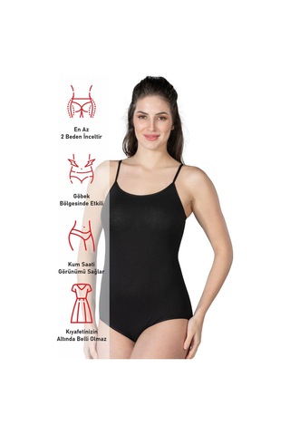 Siyah Mı Emay 1415 Modal Cotton Çıtçıtlı İnce Askılı Body Siyah