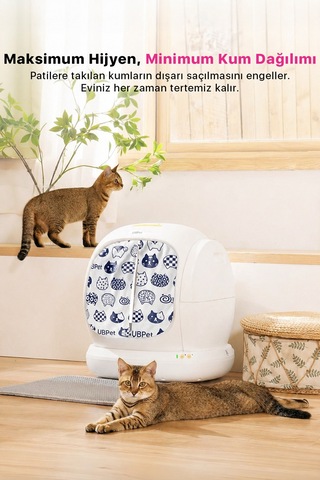 C20 Uyumlu Kedi Tuvaleti Perdesi Kum Dağılım Önleyici Mıknatıslı Giriş, Premium Kumaş
