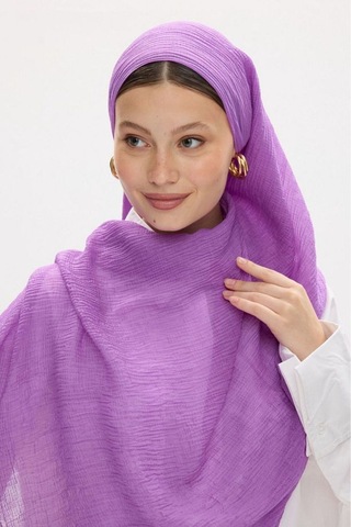 Fenza Scarf Freya Müslin Püsküllü Bürümcük Pamuklu Şal Eflatun
