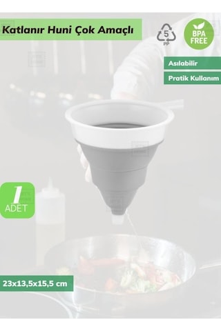 Huni Katlanır Mutfak Hunisi Silikon Huni Bpa Free Beyaz Gri