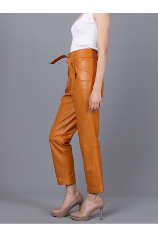 Basics&more Kadın Hakiki Deri Pantolon P01 Camel