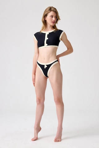 Los Ojos X Melodi Siyah-krem Fitilli Halter Yaka Bikini Üstü Vintage Top2 Siyah-krem