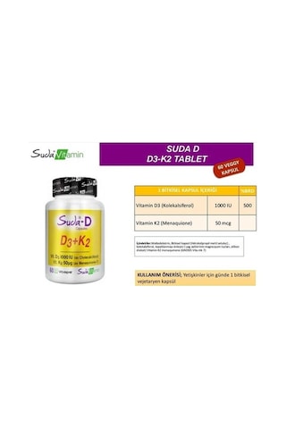 Suda Vitamin Suda-D Vitamin D3 K2 60 Veggy Kapsül