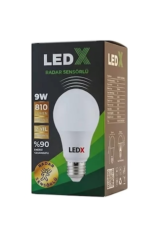 Sh Ledx Al-ll9r Radar Sensörlü 9 Watt E27 Duy 810 Lümen Beyaz Led Ampul Najmaddin