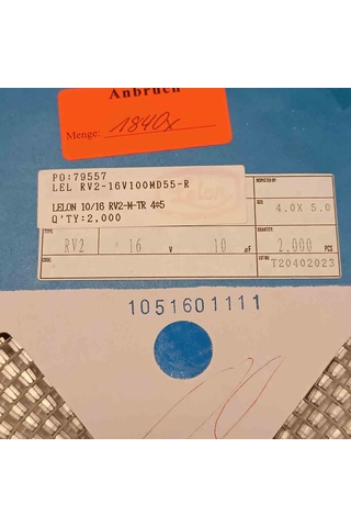Lelrv2-16v100md55-r 10mf 16v 4x5 Smd Kondansatör 250 Adet
