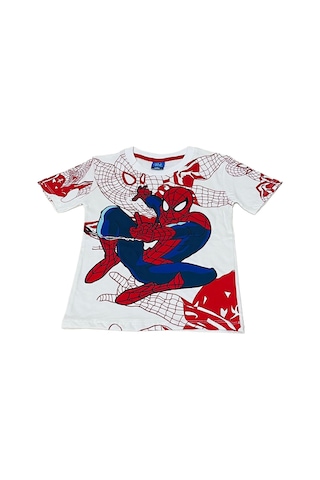 Sml Tekstil Spiderman Temalı Bej Çocuk Tişört Ve Şort Takımı Kırmızı