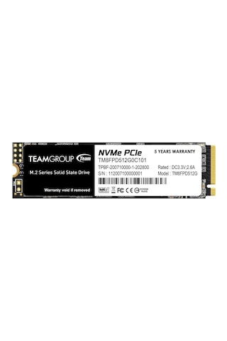 Team MP33 Pro TM8FPD512G0C101 512 GB 2100/1700 MB/S PCIe Gen3x4 NVMe M.2 SSD