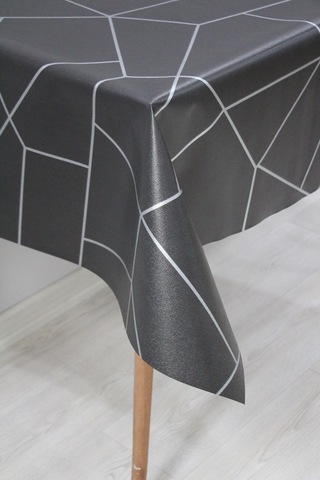 Astarlı Silinebilir Pvc Muşamba Masa Örtüsü 1213-2-siyah