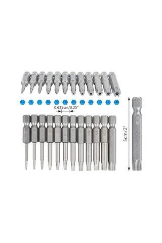 Dancemonkey 12 Paket Torx Başlı Tornavida Ucu Seti 1/4 Inç T5-t40, 1 Paket Saplı